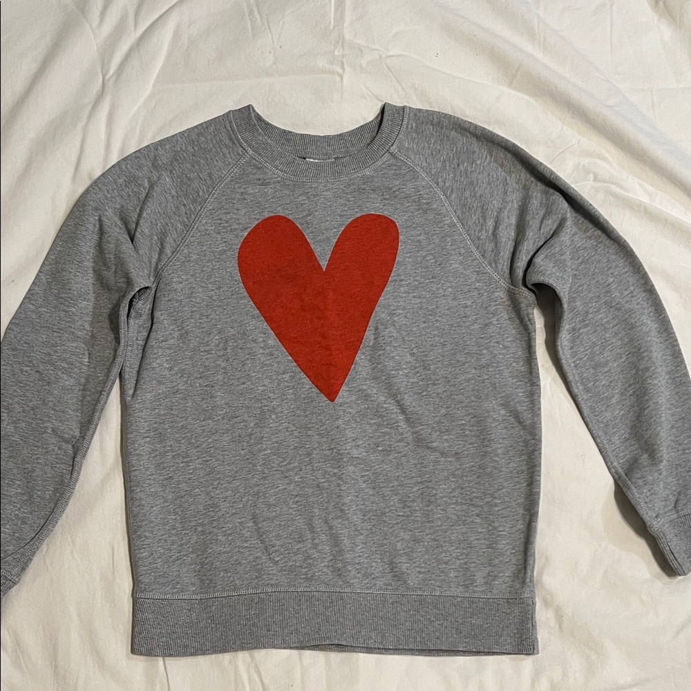 Hanna Andersson Gray Crewneck Sweater with Red Heart